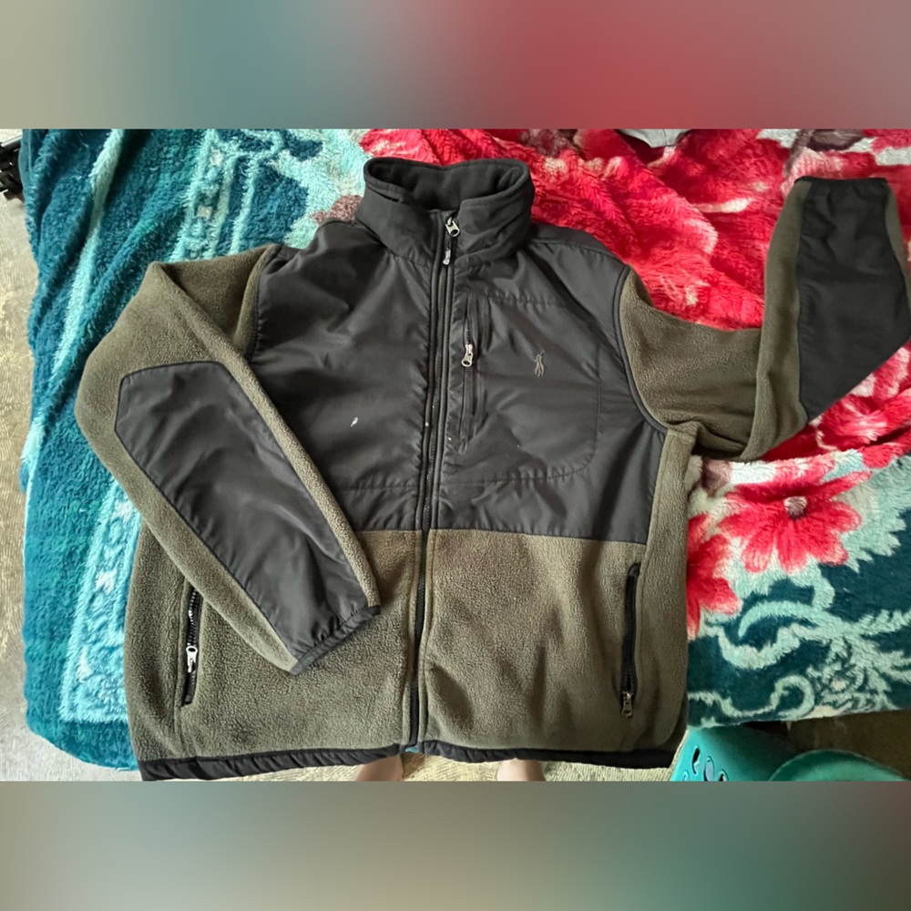 Polo by Ralph Lauren - Green and Black Jacket with hidden hood - Men’s Large